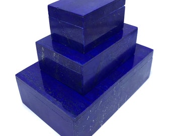 Lapis Lazuli Rectangular Jewellery Boxes Set - Afghanistan Origin