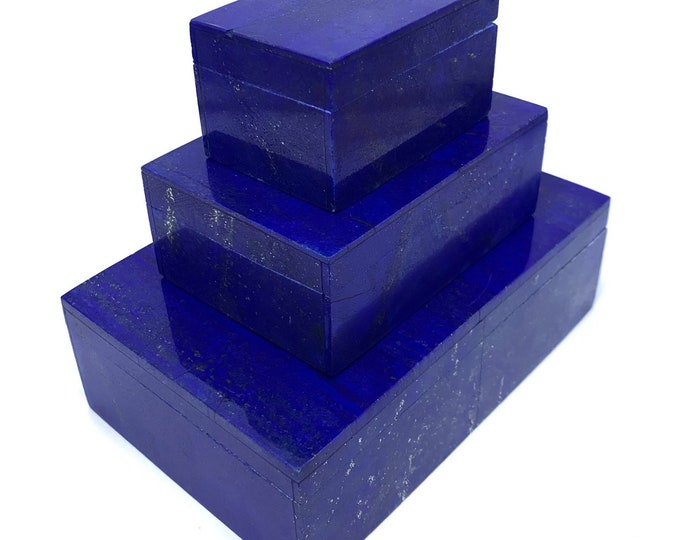 Top Quality Blue Color Lapis Lazuli 3 Pieces Rectangular Jewellery Boxes Set,Lapis Box,Lapis Lazuli Stone,Lapis Box Set