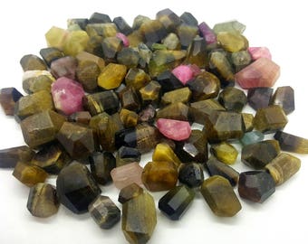 400 Grams Beautiful Tourmaline Faceted Tumbles Mixed Color