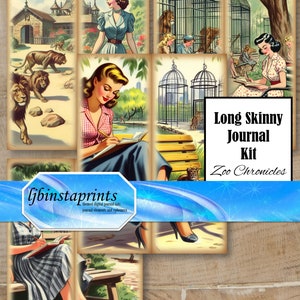 Zoo Chronicles Skinny Journal Kit, Skinny Journal Kit, Tall Journal Kit, Writing Journal Kit, Instant Download