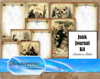 Southern Belle Journal Kit, Digital Junk Journal Kit, Vintage Southern Belle Journal Kit, Instant Download