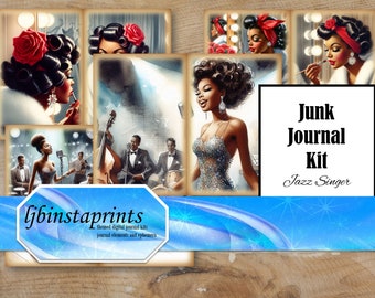 Jazz Singer African American Journal Kit, Journal Starter Kit, African American Journal Kit,  Instant Download