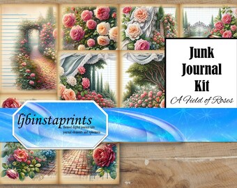 Rose Junk Journal Kit: Floral Writing Journal (Instant Download)