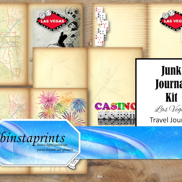 Kit de diario de viaje de Las Vegas, kit de diario de viaje, kit de diario de Las Vegas, kit de inicio del diario de viaje, descarga instantánea
