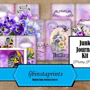 Purple Hydrangea Junk Journal Kit Happy Hydrangeas Junk Journal Kit Floral Junk Journal Kit Instant Download