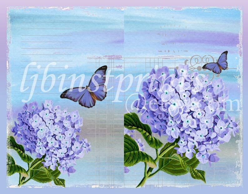 Purple Hydrangea Junk Journal Kit Happy Hydrangeas Junk Journal Kit Floral Junk Journal Kit Instant Download
