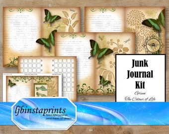Green The Colour of Life Journal Kit, Butterfly Journal Kit, Digital Journal Kit, Journal Starter Kit, Instant Download
