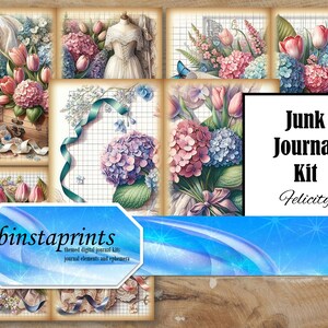 Felicity Journal Kit, Watercolor Floral Journal Kit, Digital Journal Kit, Watercolor Floral Digital Journal Kit, Instant Download
