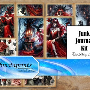 The Ruby Siren Journal Kit, Fantasy Journal Kit, Gothic Journal Kit, mystisches Journal Kit, Instant Download