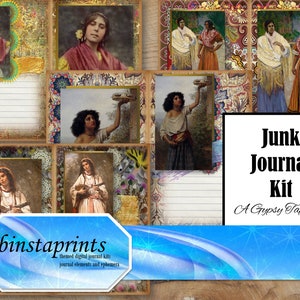 Un kit di diario Gypsy Tapestry, kit di diario Roma, kit di diario Gypsy, kit di diario Boho, kit di diario digitale, download immediato