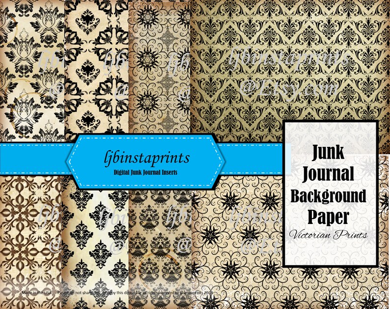 Victorian Print Paper Journal Paper Junk Journal Background Papers Instant Download Junk Journal Supply