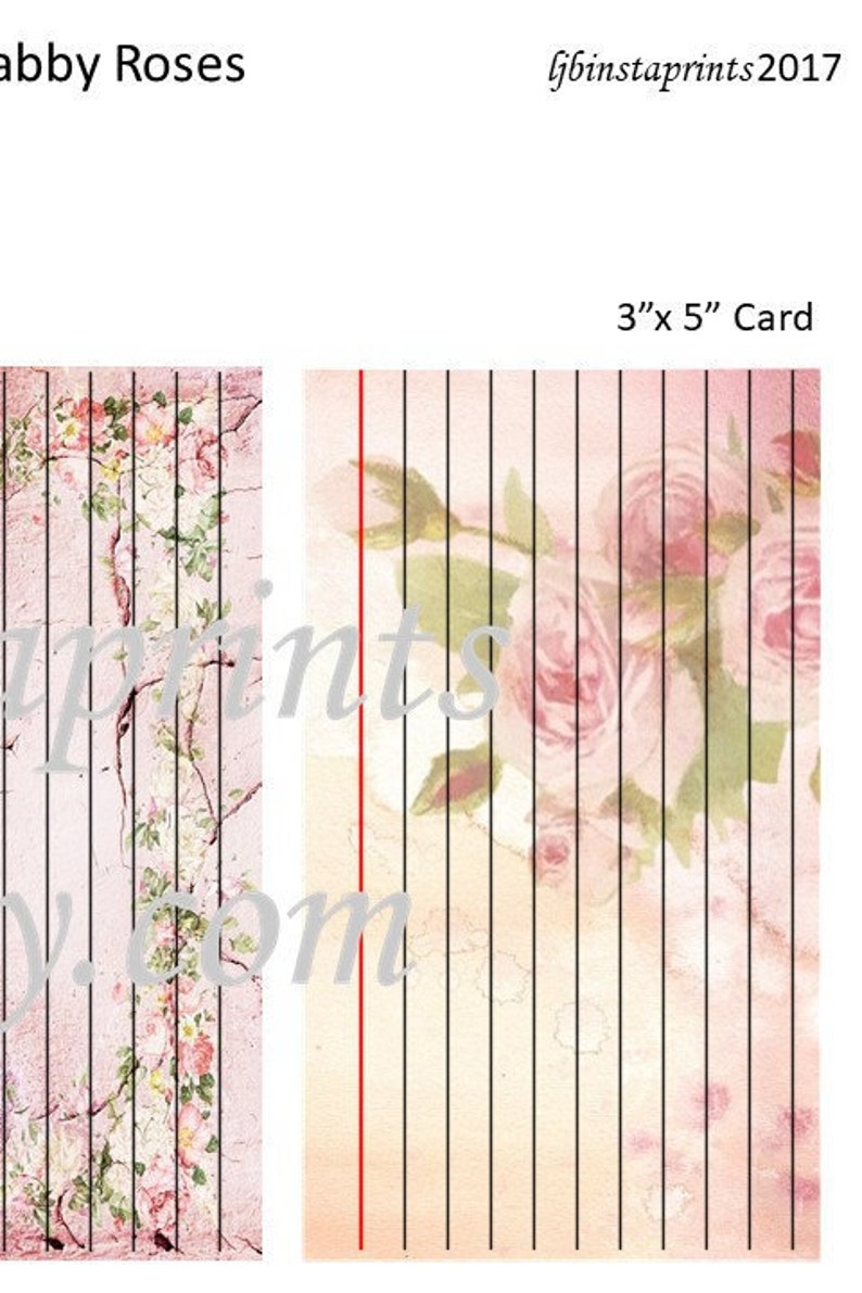 Shabby Rose Index Cards Digital Index Cards Journal Index Etsy