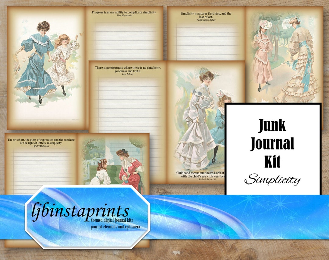 Vintage Junk Journal Kit  Ephemera Scrapbooking Supplies – Coral & Ink