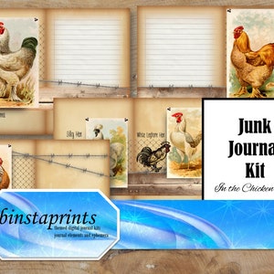 In the Chicken Coop Journal Kit, Farm Animal Journal Kit, Journal Kit, Journal Starter Kit, Instant Download