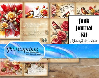 Rose Junk Journal Kit: Floral DIY Pages (Instant Download)