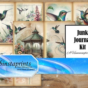 A Hummingbird Song Journal Kit, Bird Journal Kit, Digital Journal Kit, Junk Journal Supply, Instant Download