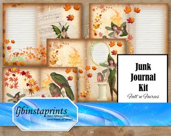 Autumn Fairies Journal Kit, Fall Journal Kit, Fairy Journal Kit, Fall Leaves Journal Kit,  Journal Kit, Instant Download