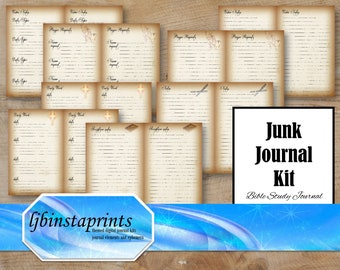 Bible Study Junk Journal Kit, Digital Journal Kit, Prayer Journal Kit, Christian Journal Kit, Isolation Journal Kit