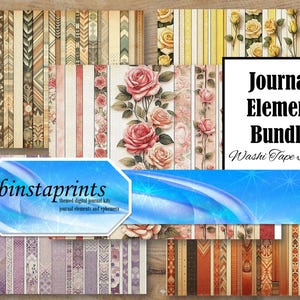 Washi Tape Bundle, Printable Washi Tape, Journal Supply, Washi Tape Sampler, Journal Washi Tape, Instant Download