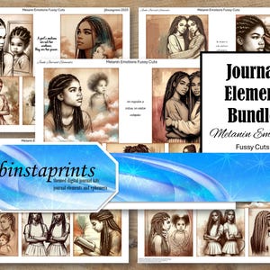 Mélanine émotions coupes difficiles, éléments de journal ethnique, éléments de journal noir, lot d'éléments de journal, téléchargement immédiat