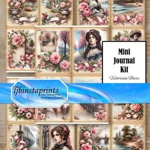 Victorian Rose Mini Journal Kit: Travel Notebook (Instant Download)