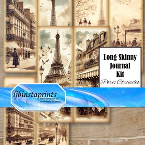 Zestaw dziennika „Paris Chronicles”, zestaw wysokiego dziennika, zestaw wąskiego dziennika, zestaw dziennika Vintage Paris, zestaw startowy dziennika, natychmiastowe pobranie