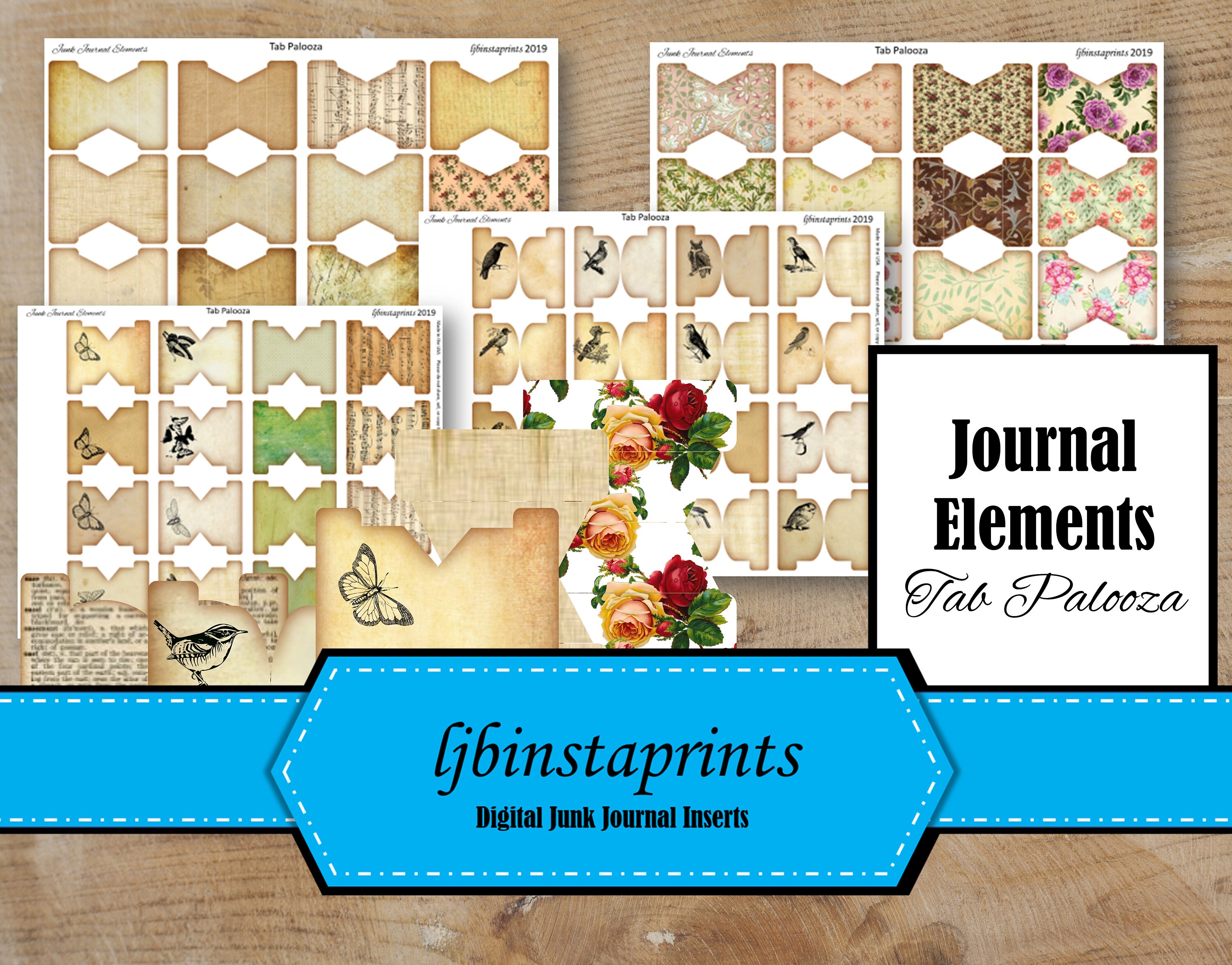 Journal Tabs PDF, Digital Journal Tabs PDF files, Junk Journal Supply…