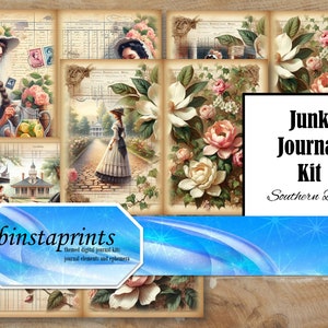 Southern Belle Journal Kit, Digital Junk Journal Kit, Vintage Southern Belle Journal Kit, Instant Download image 1