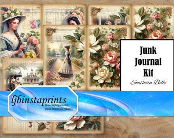 Southern Belle Journal Kit, Digital Junk Journal Kit, Vintage Southern Belle Journal Kit, Instant Download