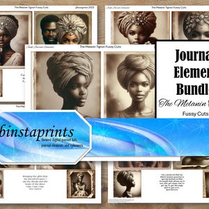 La mélanine Tignon coupes difficiles, éléments de journal ethnique, éléments de journal noir, lot d'éléments de journal fille noire, téléchargement immédiat