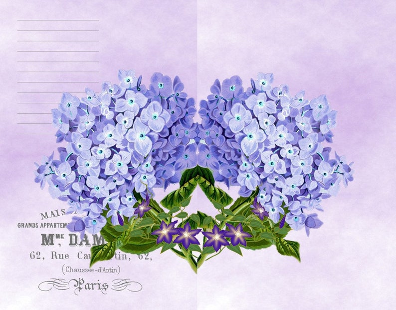 Purple Hydrangea Junk Journal Kit Happy Hydrangeas Junk Journal Kit Floral Junk Journal Kit Instant Download