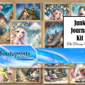 Teacup Fairy Journal Kit: Floral Scrapbook Pages (Digital Download, PDF/JPG)