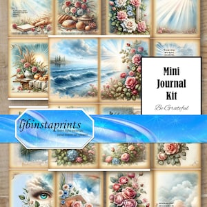 Be Grateful Mini Journal Kit, Gratitude Pocket Journal Kit, Mini Junk Journal Kit, Mini Faith Journal Kit, Instant Download