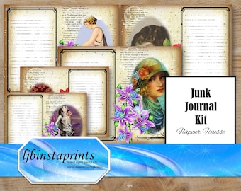 Flapper Finesse Journal Kit, 1920s Journal Supply, Journal Kit, Digital Starter Journal Kit, Flapper Journal Kit, Instant Download