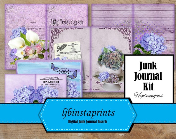 Hydrangea Junk Journal Kit Purple Hydrangeas Junk Journal | Etsy