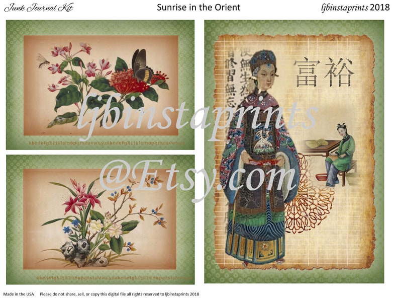 Digital Journal Kit Chinese Paintings Junk Journal Kit Orient Journal Kit Instant Download Asian Travel Junk Journal Kit