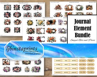 Junk Journal Ephemera: Snippets, Cutouts, and Floral Elements (Digital Download)