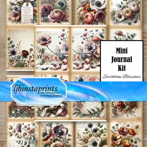 Earthtone Blossoms Mini Journal Kit: Wildflower Theme (Instant Download)