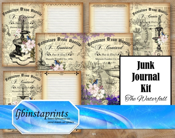 Vintage Junk Journal Kit  Ephemera Scrapbooking Supplies – Coral & Ink