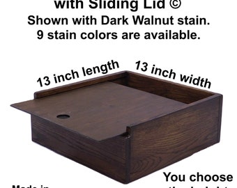 Oak Box with Sliding Lid, 13 x 13, You choose the Height, Centerpiece, Wedding, Organizer, Storage, Handcrafted, Solid Wood, U-Design ©