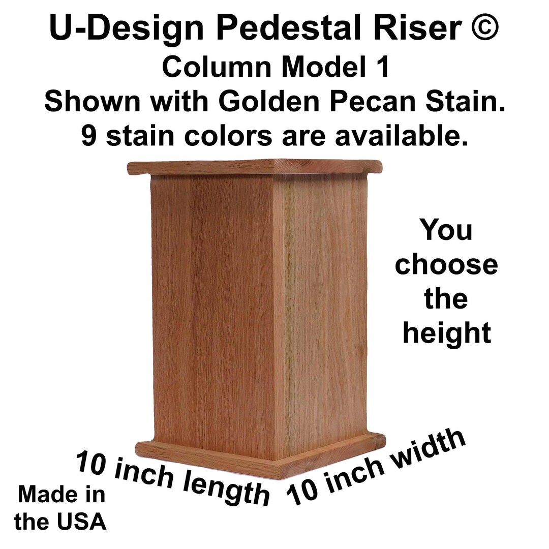 10 Inch Riser Cap Oak Pedestal Riser, 10 Inch Length, 10 Inch Width, You Choose the ...