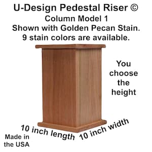 Oak Pedestal Riser, 10 Inch Length, 10 Inch Width, You Choose the ...
