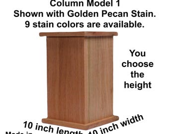 Oak Pedestal Riser, 10 inch Length, 10 inch Width, You Choose the Height, Plinth, Display stand, Decor, Handcrafted, Solid Wood, U-Design ©