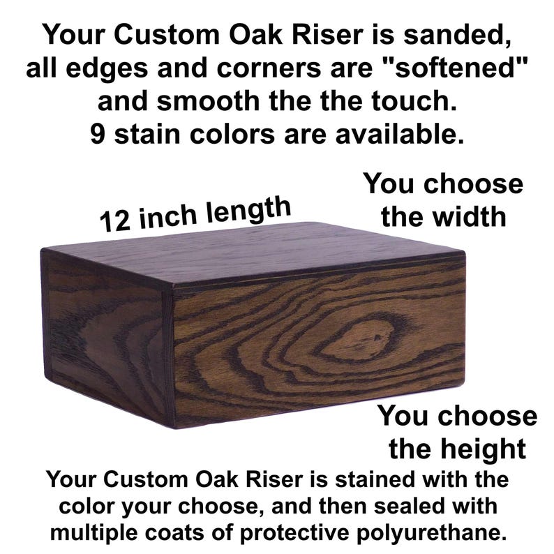 Oak Rectangular Riser, 12 Inch Length, You Choose the Width and Height ...