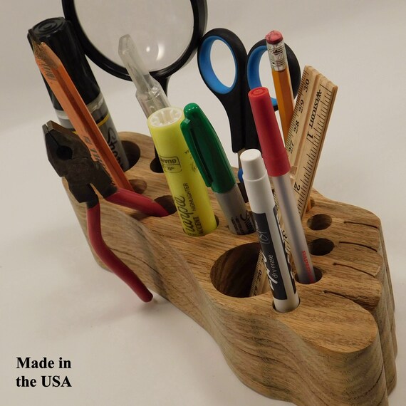 Large Foot Desk Caddy Wood Desk Caddy Pencil Holder Makeup Etsy