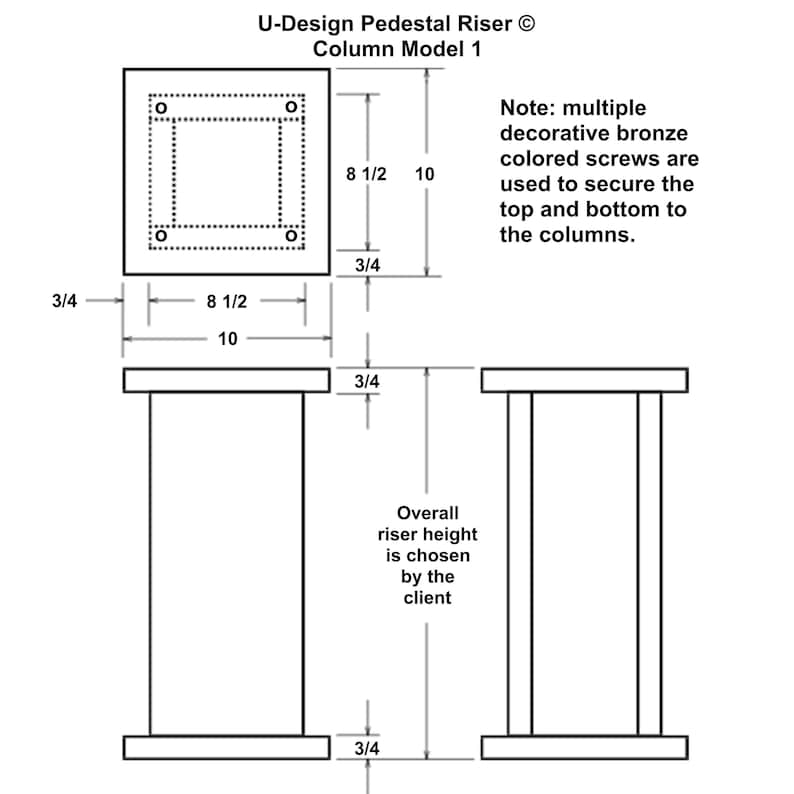 Oak Pedestal Riser, 10 Inch Length, 10 Inch Width, You Choose the ...
