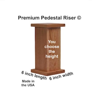 Oak Pedestal Riser, 6 inch Length, 6 inch Width, You Choose the Height, Plinth, Display stand, Decor, Handcrafted, Solid Wood, U-Design ©