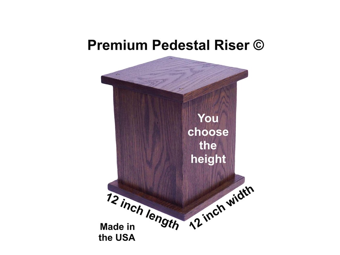 Oak Pedestal Riser, 12 Inch Length, 12 Inch Width, You Choose the ...