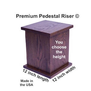 Oak Pedestal Riser, 12 inch Length, 12 inch Width, You Choose the Height, Plinth, Display stand, Decor, Handcrafted, Solid Wood, U-Design ©