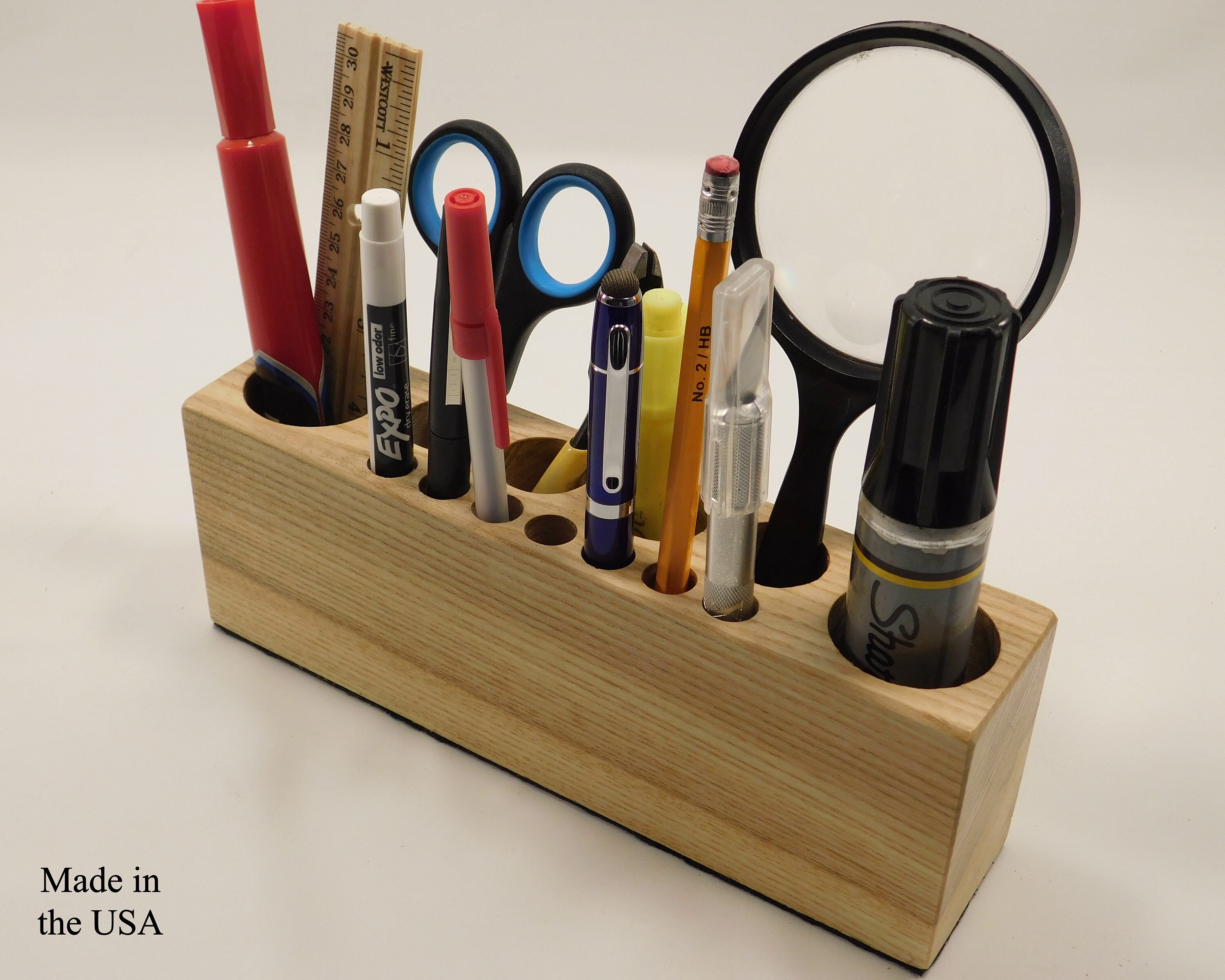 Large Block Desk Caddy Wood Desk Caddy Pencil Holder Makeup Etsy